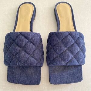 Bottega Veneta blue denim padded sandals.